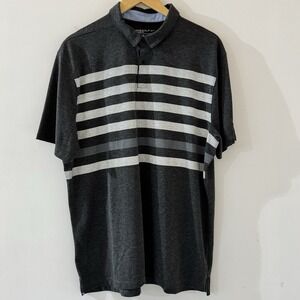 Nike Golf Dri Fit Polo Shirt‎ Mens XL Gray Striped Short Sleeve Standard Fit